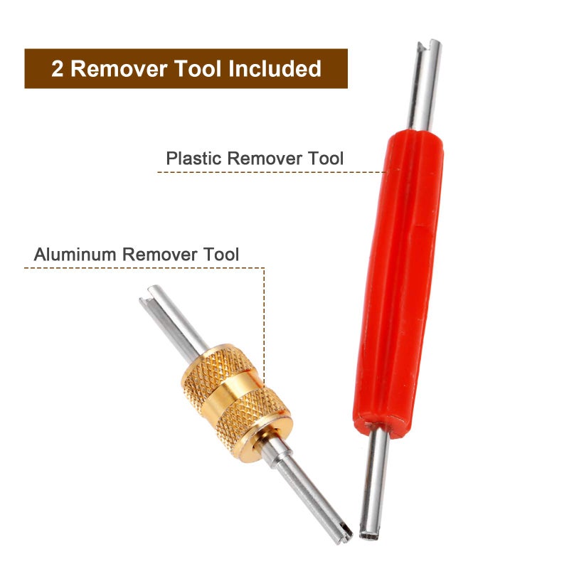 Mtsooning 102PCS Air Conditioning Valve Core Accessories Kit, AC R12 R134A Refrigeration Tire Valve Stem Cores & Removal Installer Tool, R134A Valve Kit for Car Air Contitionaing Repair - Image 2
